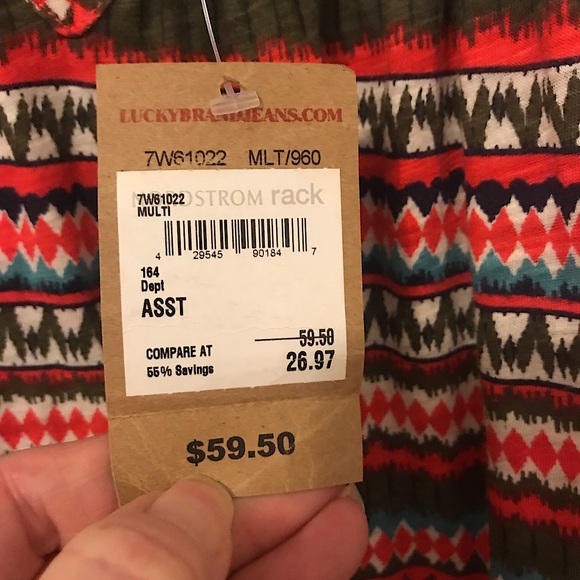 🆕🔥LUCKY BRAND SUPER CUTE&STYLISH&TRENDY STRIPED LONGSLEEVE BOHO TOP!!MSRP 60$ - Picture 12 of 12